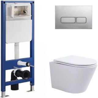 Сет Sintesi SIN-CCI-SMP-101,SIN-FB-BSC-503,SIN-TS-SLR-181: инсталляция кнопка смыва хром унитаз Essler белый крышка-сиденье белая